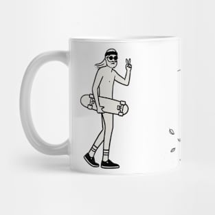 Hipster Skateboarder 2 X Hipster Skateboarder love - Digital Drawing - B&W Mug